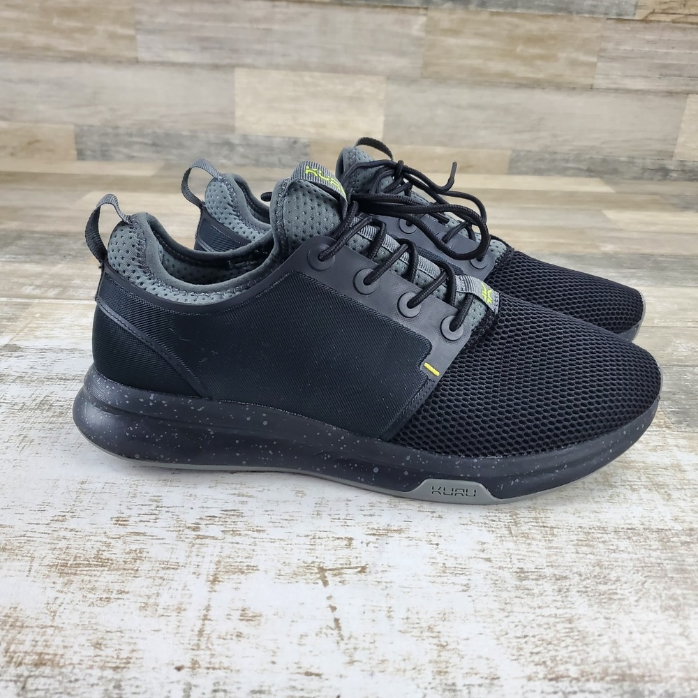 KURU ATOM Mens Shoes Sz 10.5 M Athletic Running Jet Black Mesh Lace-Up Sneakers